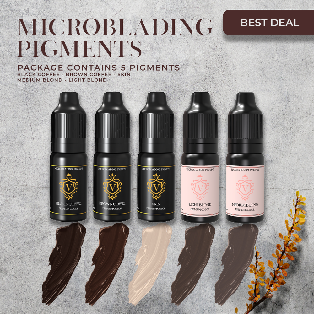 5x Luna Pigments 10ml (Black Coffee, Brown Coffee, Skin, Medium Blond & Light Blond)